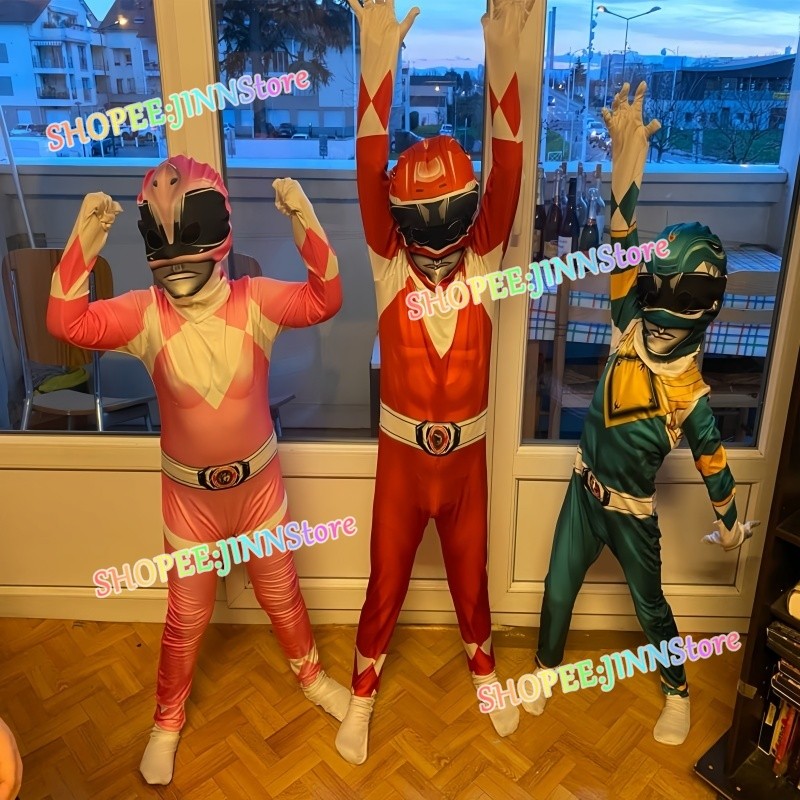 -JINN-POWER RANGERS คอสเพลย์เครื่องแต่งกาย 6 สี Ranger Jumpsuit ...