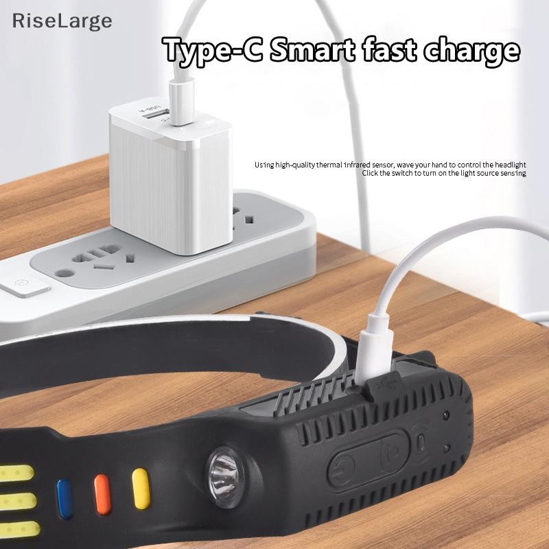 [RiseLarge] ใหม่ Multimode LED COB Sensor ไฟหน้า USB ไฟหน้ากันน้ําแบบ ...