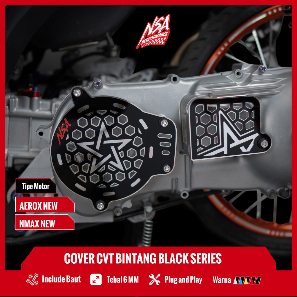 ฝาครอบ NSA CVT BINTANG ชุดสีดํา YAMAHA AEROX NMAX CVT ฝาครอบ AEROX NMAX ...