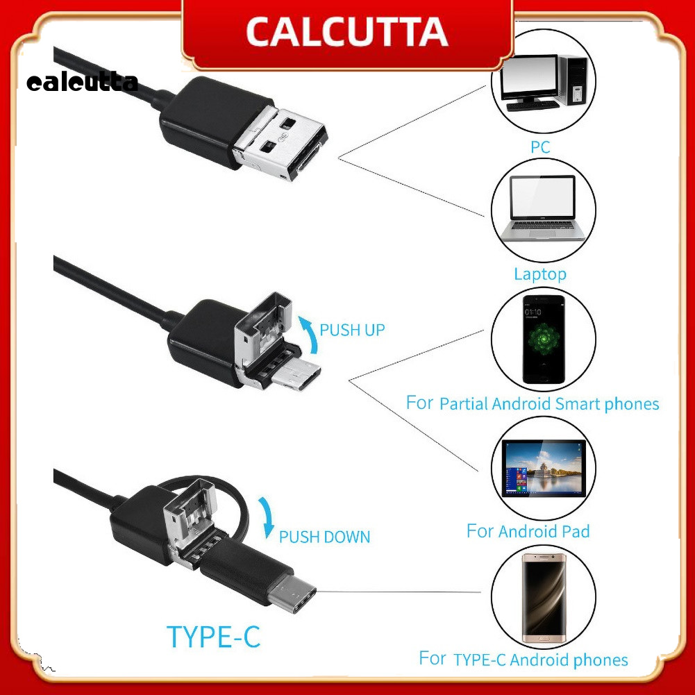 [calcutta] กล้องตรวจสอบกล้องเอนโดสโคปกันน้ํา Micro USB Type-C สําหรับ ...