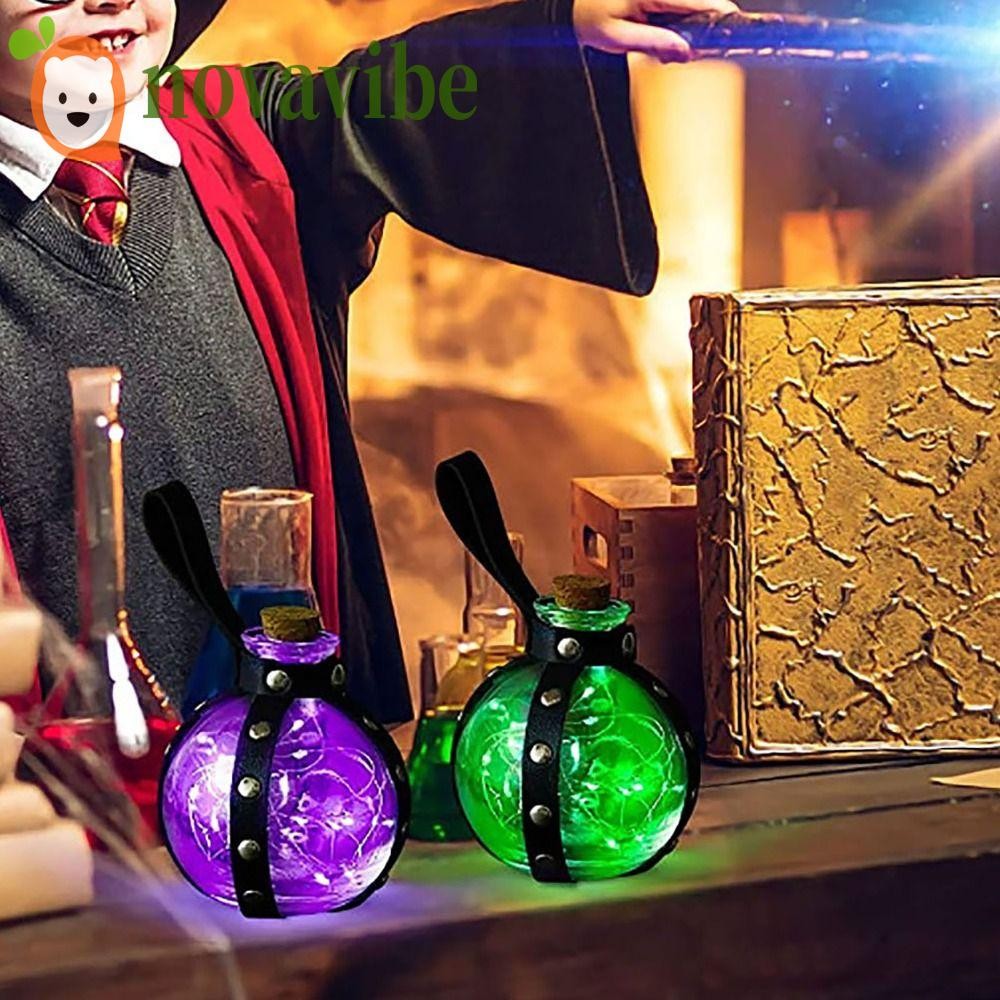 Novavibe ขวดยาขวดกลม, หนัง Faux Magic Wizard Glass Magic Potion ขวดแก้ว ...