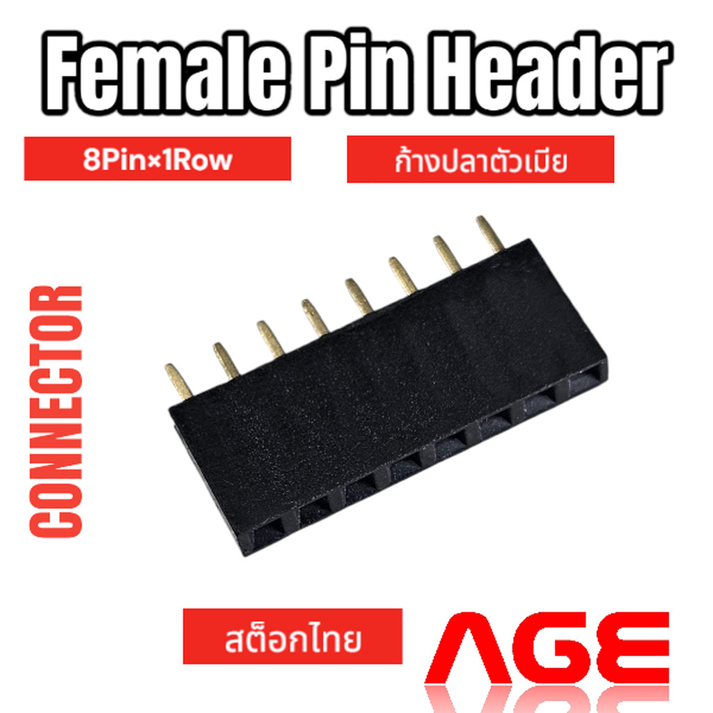 Female Pin Header Connector 8 Pin (8PinX1Row), Pitch 2.54mm Female ...