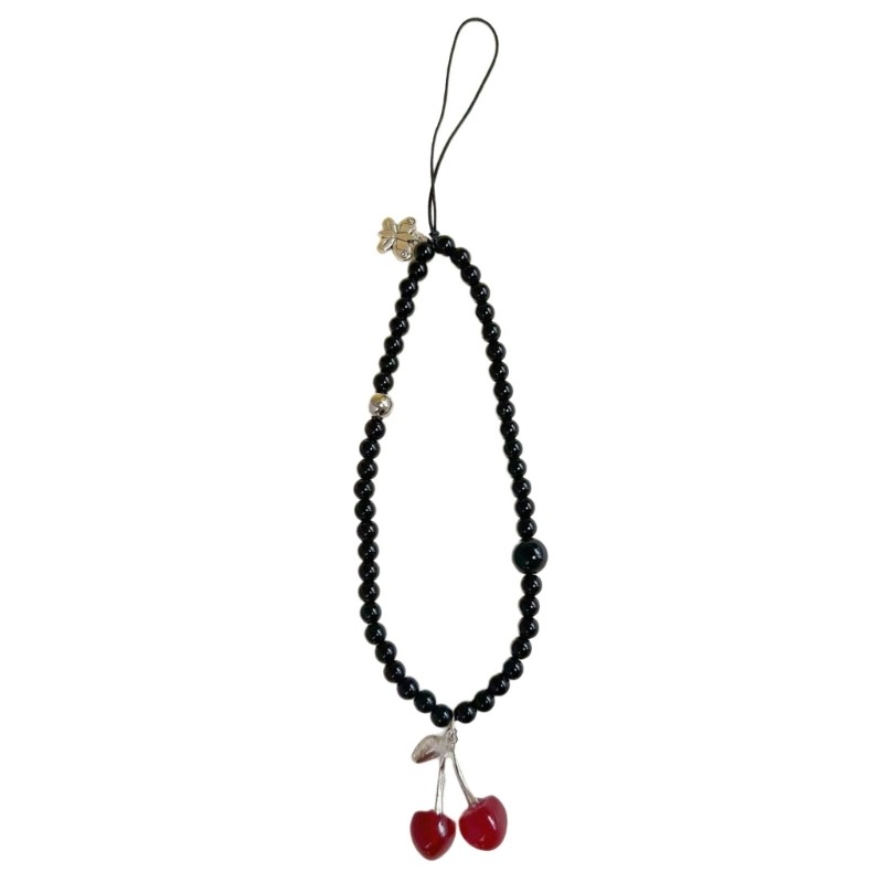 ลิดู12หรูหราเชอร์รี่ทนทานลูกปัดสายคล้องโทรศัพท์มือถือเสน่ห์จี้