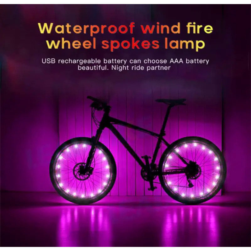 20 LEDs Bicycle Light Wheel Rim Spoke Clip Tube Safety Warning Light ...