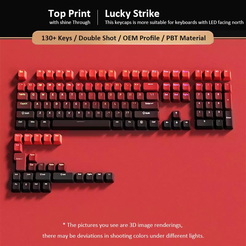 130 คีย์ไล่โทนสีสีแดง Double Shot PBT Keycaps RGB Backlit Keycaps โปร ...