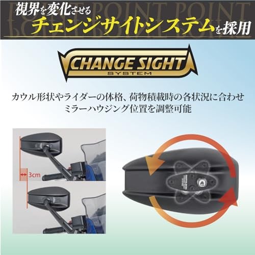 Tanax Napoleon NA-014 Shark Mirror 7 Black Motorcycle Mirror 10mm