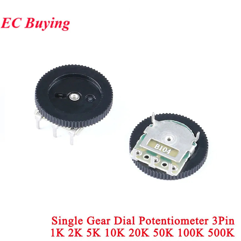 10-20Pcs เกียร์เดี่ยว Dial Potentiometer 1K 5K 10K 20K 50K 100K Ohm ...