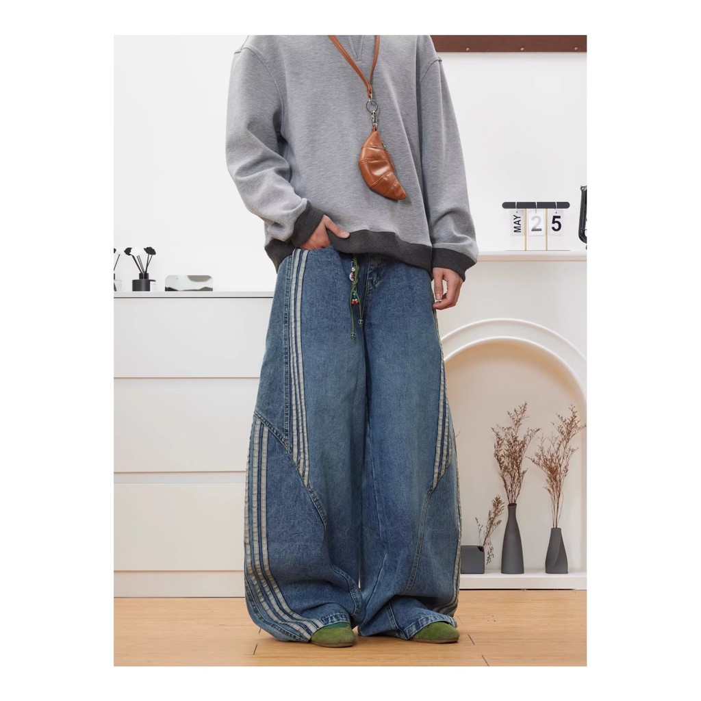 Baolongxin Retro Straight Jeans ใหม่เอวสูงกระชับสัดส่วนหลวม Drooping ...