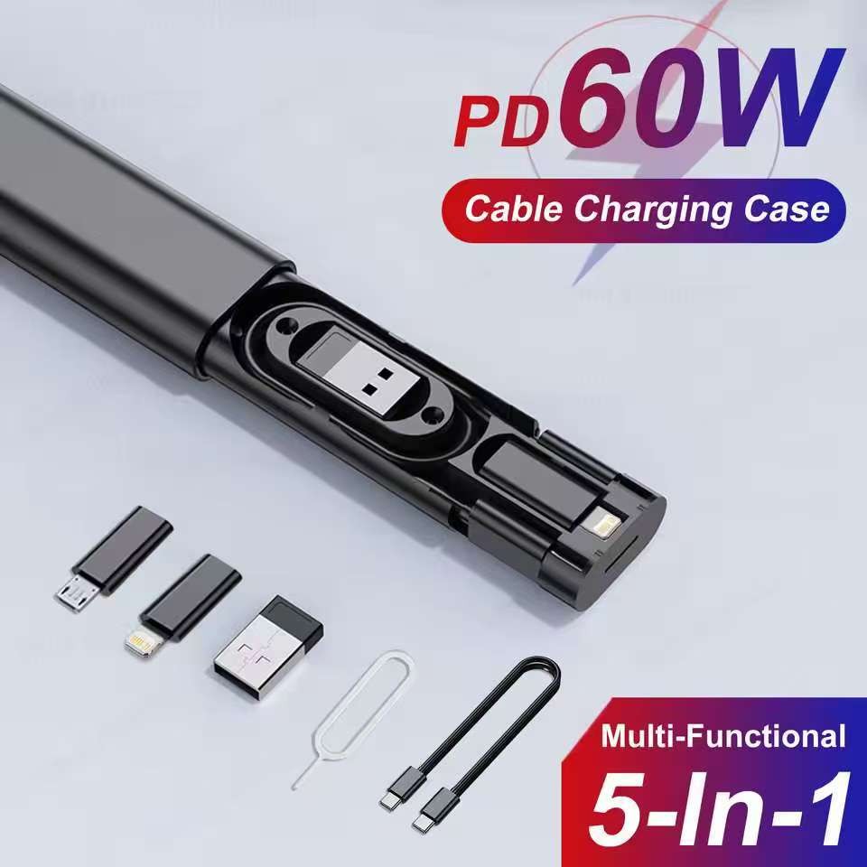 PD 60W Fast Charging Type-C Cable พร้อม USB/Micro/Ligting อะแดปเตอร์ ...
