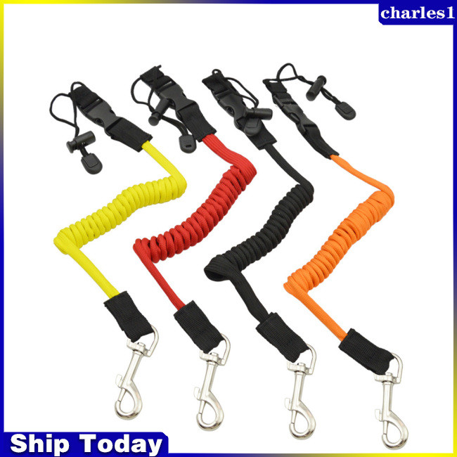 Kayak Paddle Leash With Carabiner - Elastic Safety Tether For Paddles & Fishing Rods, Orange - View #6