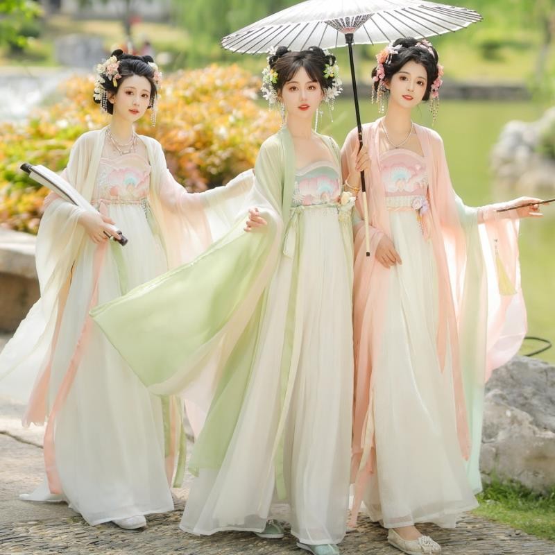Gu Beichen Book กรกฎาคม Lotus ชุด Hanfu หญิงเต้านมยาว Han องค์ประกอบฤดู ...