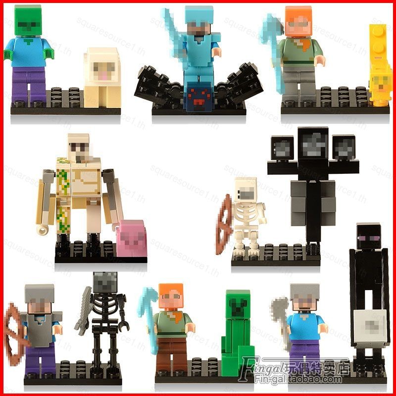 SQ1 2in1 Custom MINECRAFT Mini Figures โหมดเรื่องราว Steve Alex Wither ...