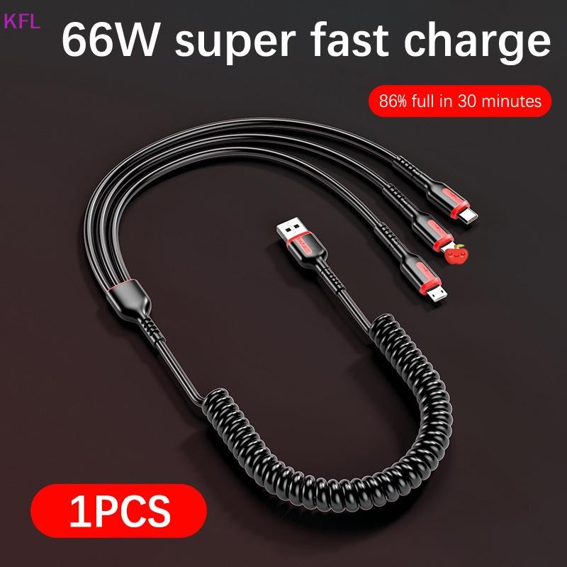 (KFL) 3-in-1 Retractable Data Cable USB Spring Retractable Cable ...