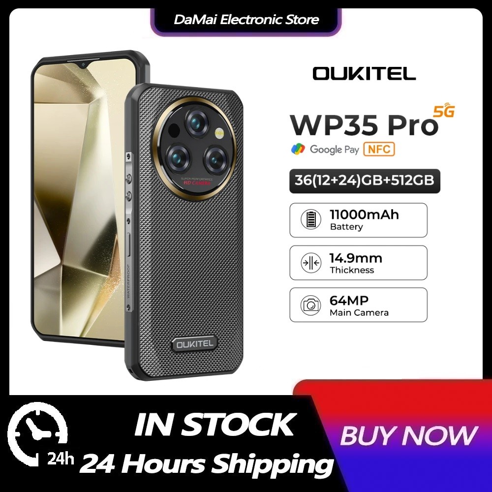 Oukitel WP35 PRO สมาร์ทโฟนที่ทนทาน 5G 11000mAh 36GB + 512GB, 6.6