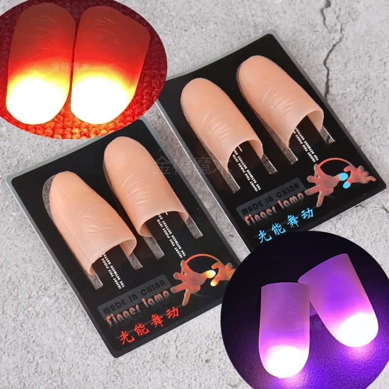 2pcs Magic Trick Fingers Thumbs LED แบตเตอรี่ขับเคลื่อน Magic Props ฮา ...