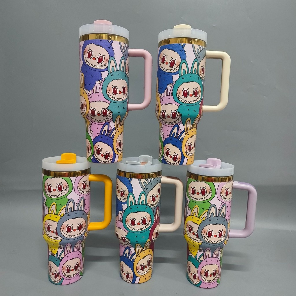 แก้วน้ำรถยนต์ซีรีส์การ์ตูน LaBuBu ขนาด 40 ออนซ์ แก้วเก็บความเย็นพร้อม ...