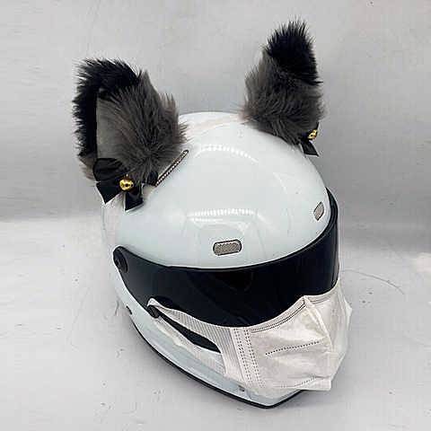 thumbnail image 2 of Faux Fur Cat Ears Helmet Accessory: Motorcycle, Ski, Bicycle 2 of 10