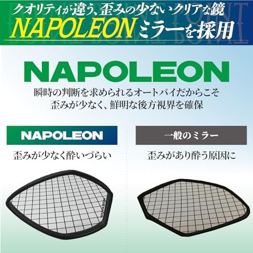Tanax Napoleon NA-014 Shark Mirror 7 Black Motorcycle Mirror 10mm