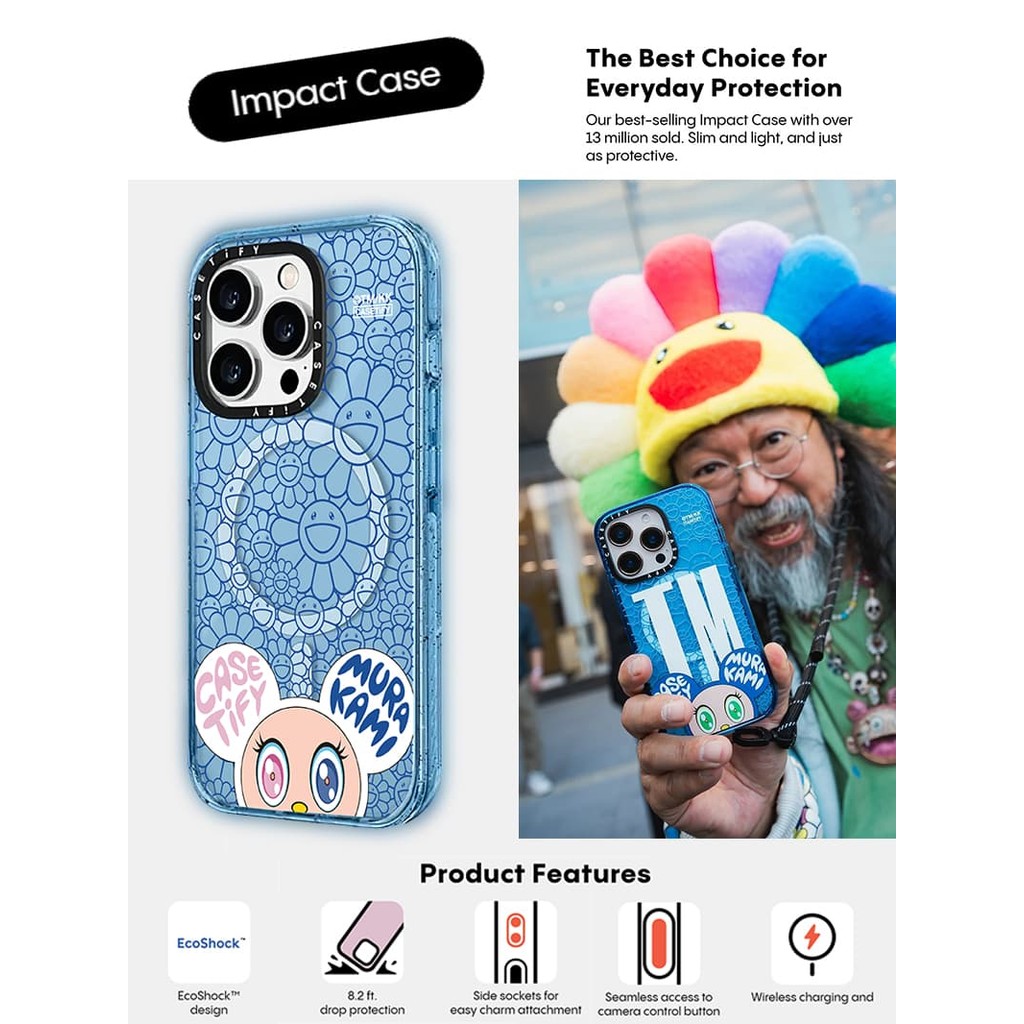 Casetify X MR.DOB สีขาว Takashi Murakami กรณี Sierra Blue แม่เหล็กดูด ...