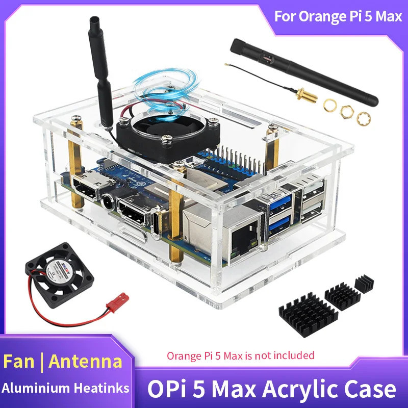 [In stock]Orange Pi 5 Max Acrylic Case Transparent Shell Cooling Fan ...