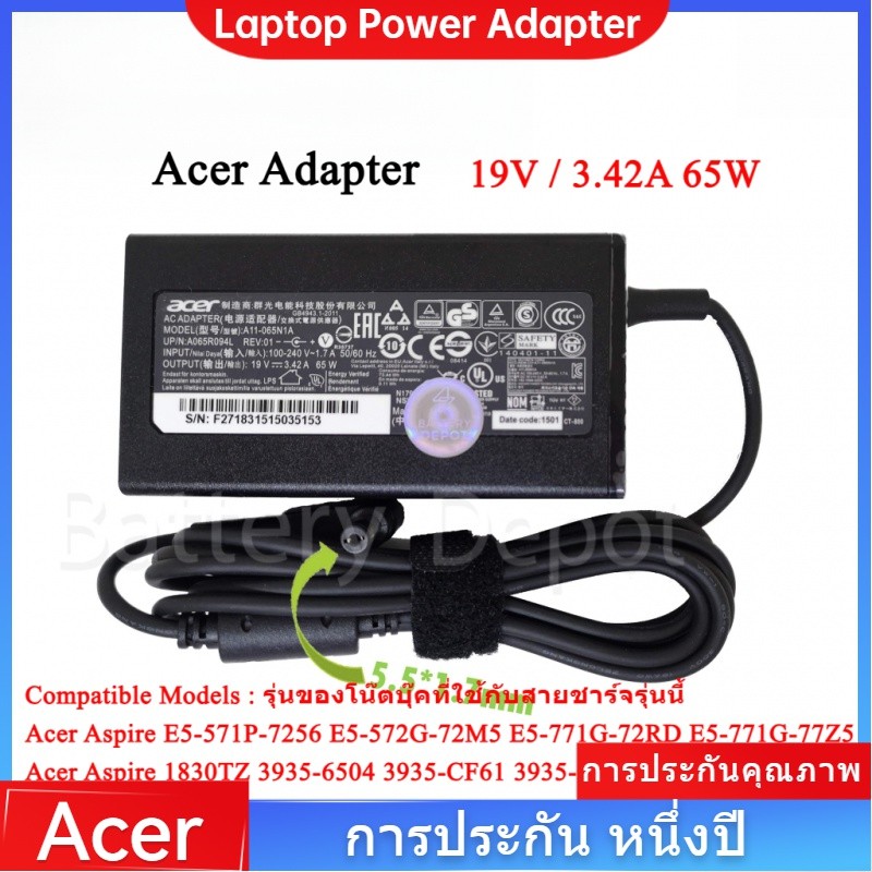 Acer Bloc D'alimentation/chargeur 19 V / 3,42 A / 65 W Aspire 3 A315-53 Serie (original