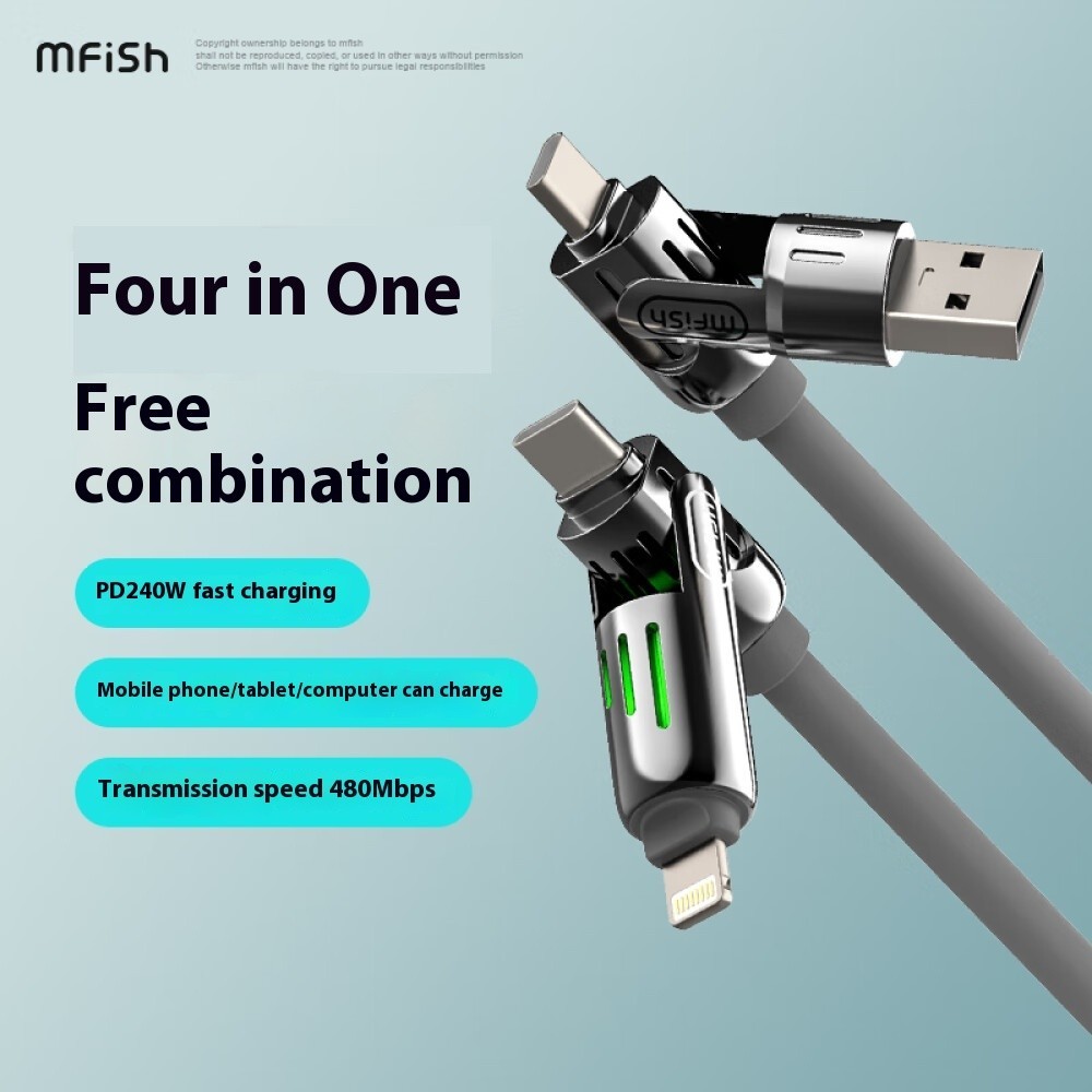 Mfish Electric Viper Four in One 240W Super Fast Charging Data Cable ...
