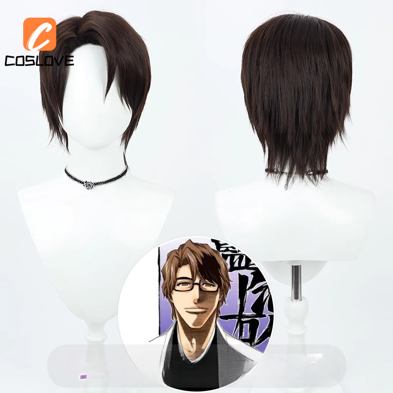 อะนิเมะ Bleach Aizen Sosuke คอสเพลย์วิกผมชุดสําหรับ Man ชุดคอสเพลย์สั้น ...