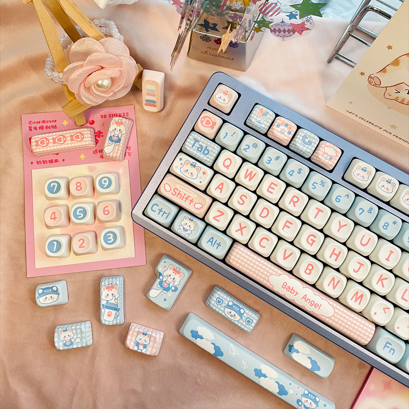 Baby Angel Keycaps ไทยแมวน่ารัก MOA โปรไฟล์ PBT วัสดุ DYE-Sublimation ...