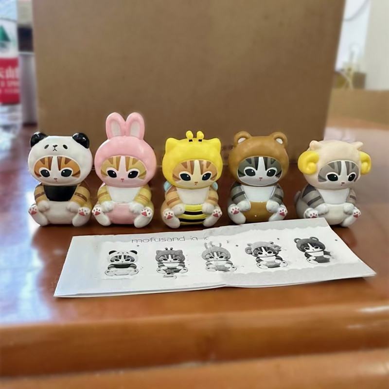 5PCS 5 ซม.อะนิเมะ Mofusand แมวคอสเพลย์สัตว์แกะ Bee กระต่ายยักษ์ Panda ...