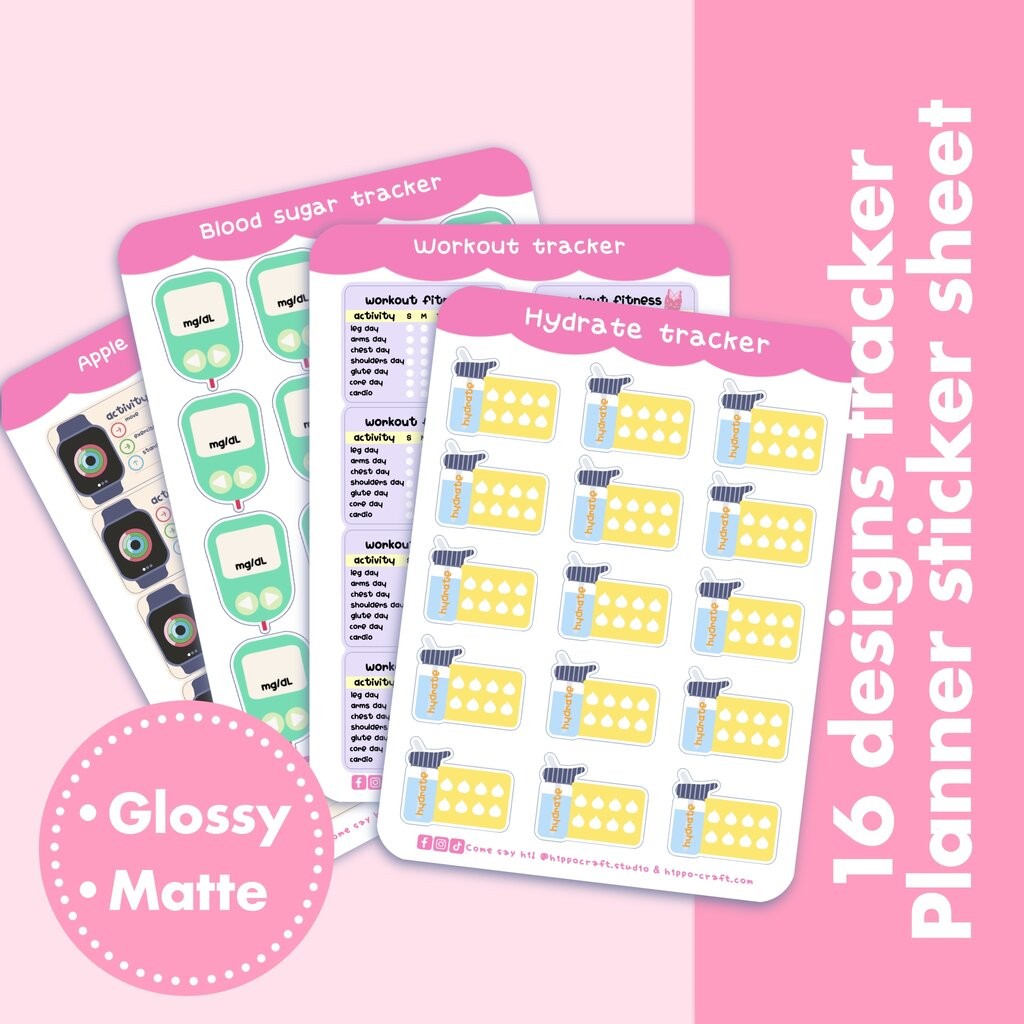 16 แบบ Kawaii Tracker Planner sticker sheets สติ๊กเกอร์บันทึกกิจกรรม ...