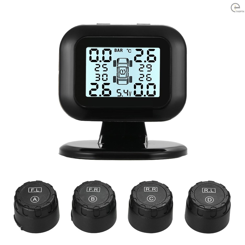 ระบบตรวจสอบแรงดันลมยาง TPMS จอแสดงผล LCD แบบเรียลไทม์ไร้สาย 4 ฟังก์ชั่น ...