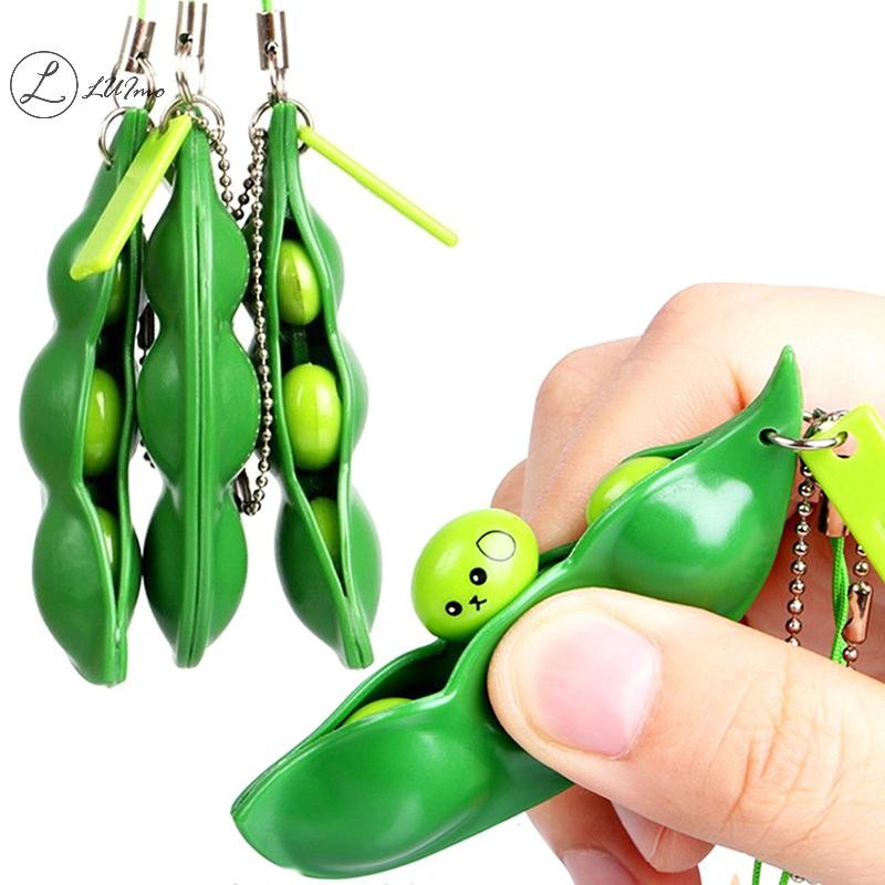 Luimo 3 ชิ้น Peapod Fidget ของเล่นบีบถั่ว Edamame Pea พวงกุญแจพวงกุญแจ ...