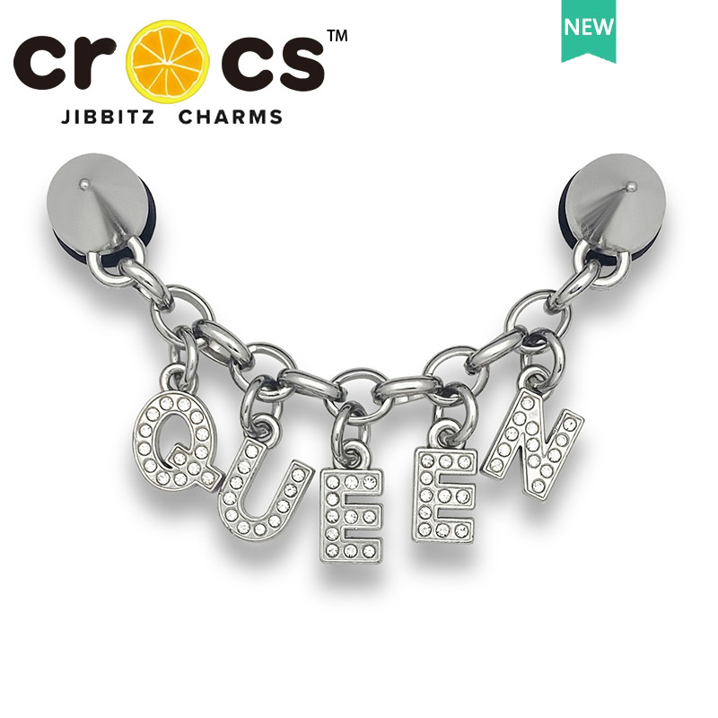 Jibbitz cross ชาร์ม หัวเข็มขัดรองเท้าอุปกรณ์เสริมโลหะ Punk สีดำ โซ่เพชร ...