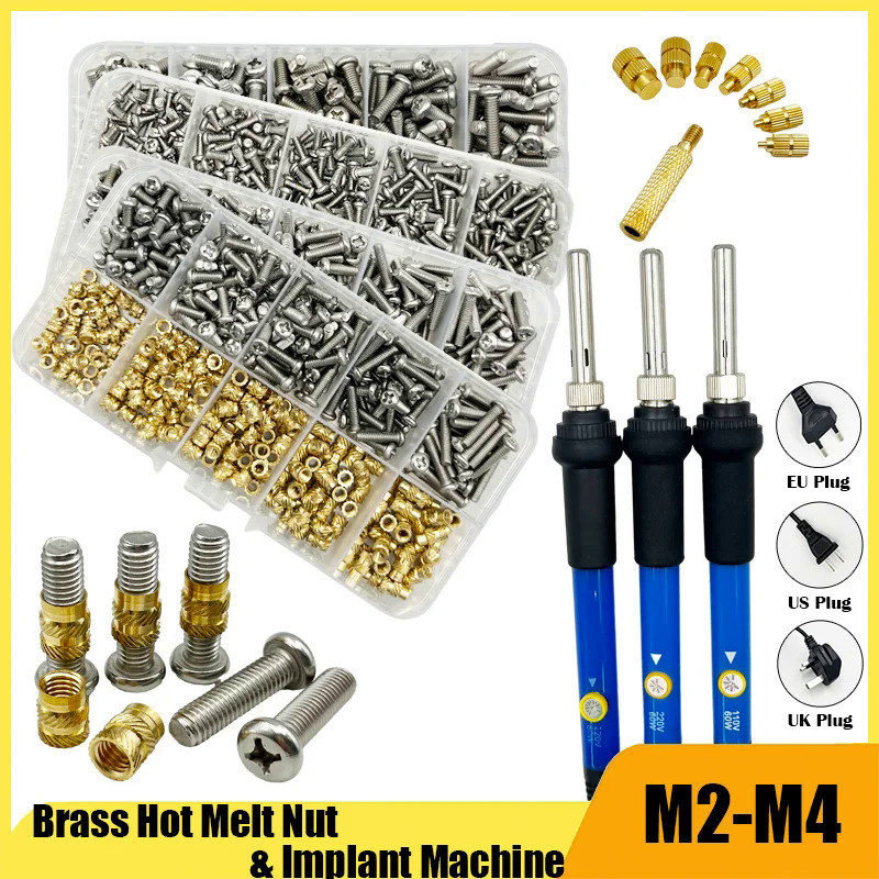 Brass Hot Melt Insert Knurled Nut 304 Stainless Steel Screw Soldering ...
