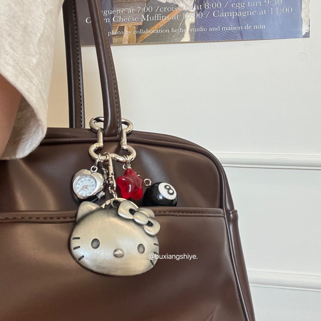 Retro kt Cat Keychain Cute miu Style kitty Female Bag Pendant Unique ...