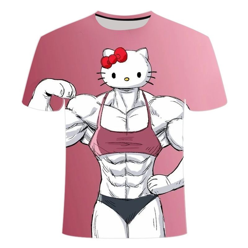 2024 รูปแบบใหม่ 3d การพิมพ์ดิจิตอล Super Muscle Hello Kitty ผู้ชาย ...