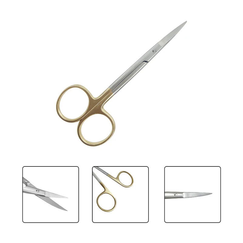 1Pcs Dental Stainless Steel Gold-Plated Surgical Scissors Gum Suture ...