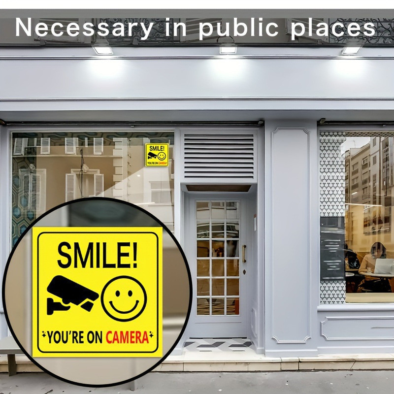 Waterproof CCTV Warning Sticker -Smile You're on Camera Outdoor Use ...