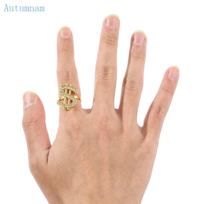 Autu Dollar Sign Ring Hip Hop Money Symbol Ring Statement Jewelry ...