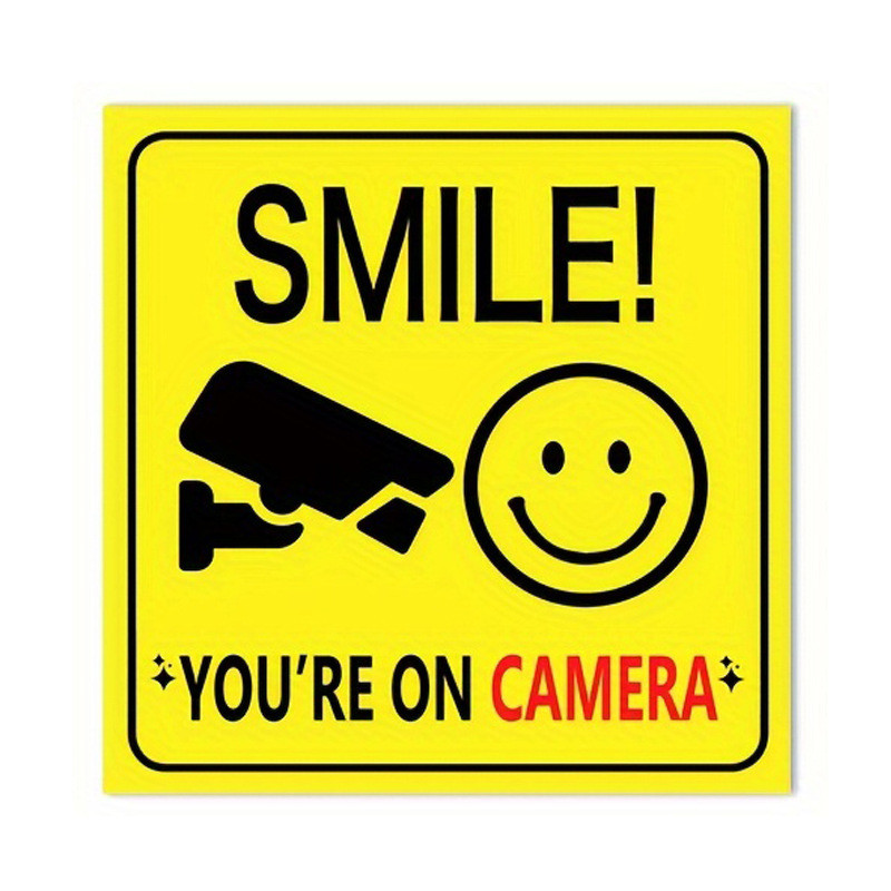 Smile You're on Camera - Waterproof CCTV Warning Sticker Outdoor Use ...