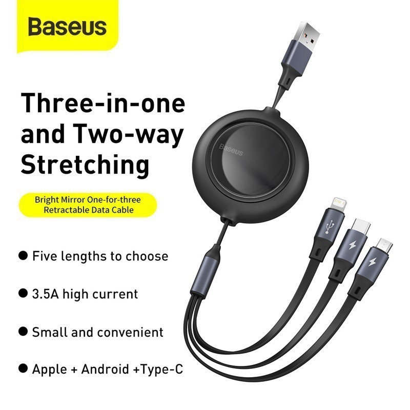 Baseus สายชาร์จเร็ว 66W 3-in-1 Fast Charging Data Cable แบบ USB to ...