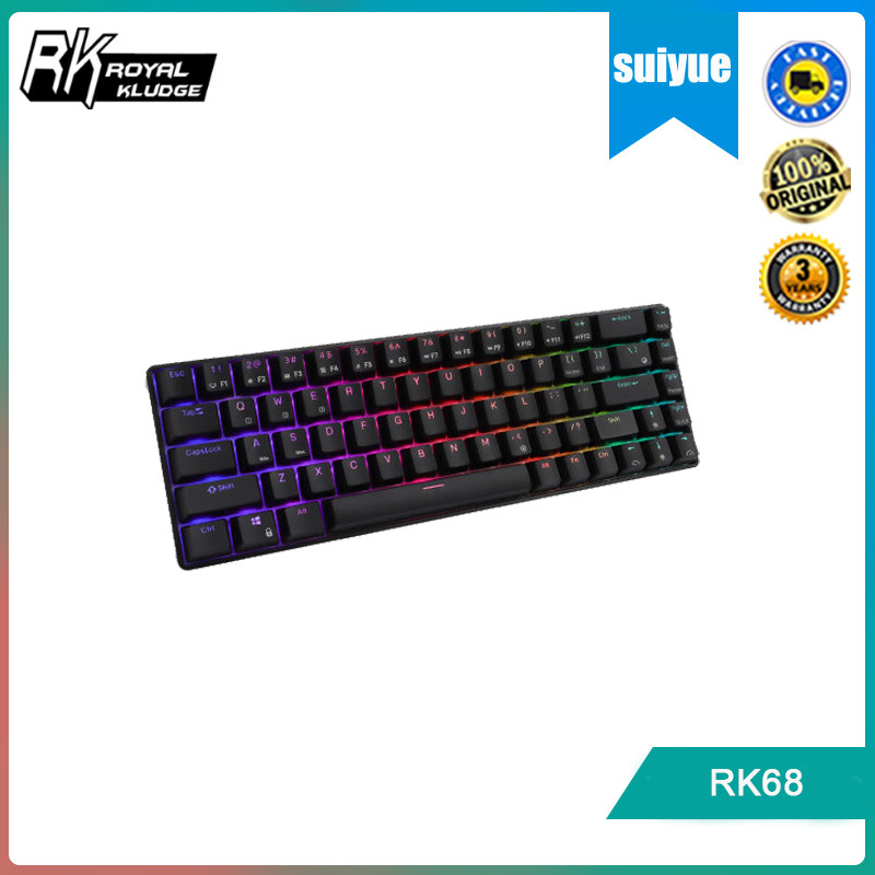 Rk68 แป้นพิมพ์เครื่องกลสอบจําลองที่สาม RGB แสงส่งสัญญาณคีย์หมวก 65% ...