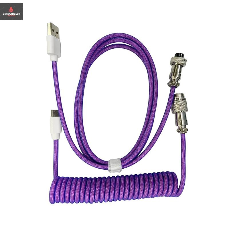 COD Type C Mechanical Keyboard Coiled Cable USB Keyboard Wire Mechanical Keyboard Desktop Computer Aviation Connector ใหม่