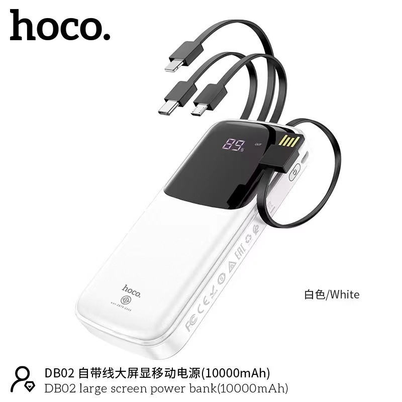 Hoco DB02 พาวเวอร์แบงค์ 10000 mAh สายชาร์จในตัว 4 เส้น มีหน้าจอ LED ...