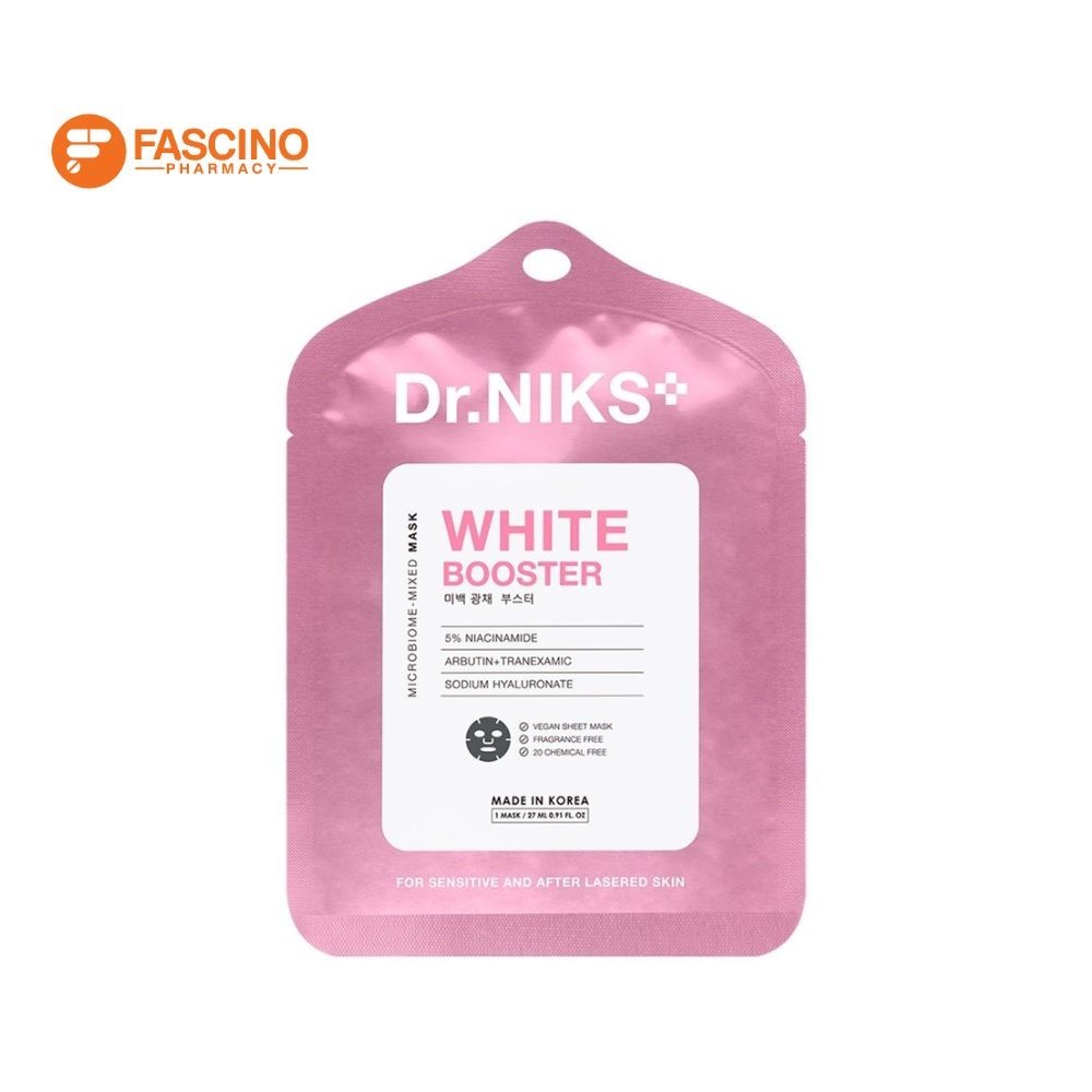 DR.NIKS White Booster Mask แผ่นมาสก์หน้าวีแกน เพื่อผิวกระจ่างใส (27ml.)