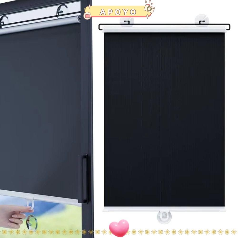 APOYO Roller Blinds, Black Retractable Roller Shades, Portable Vacuum ...