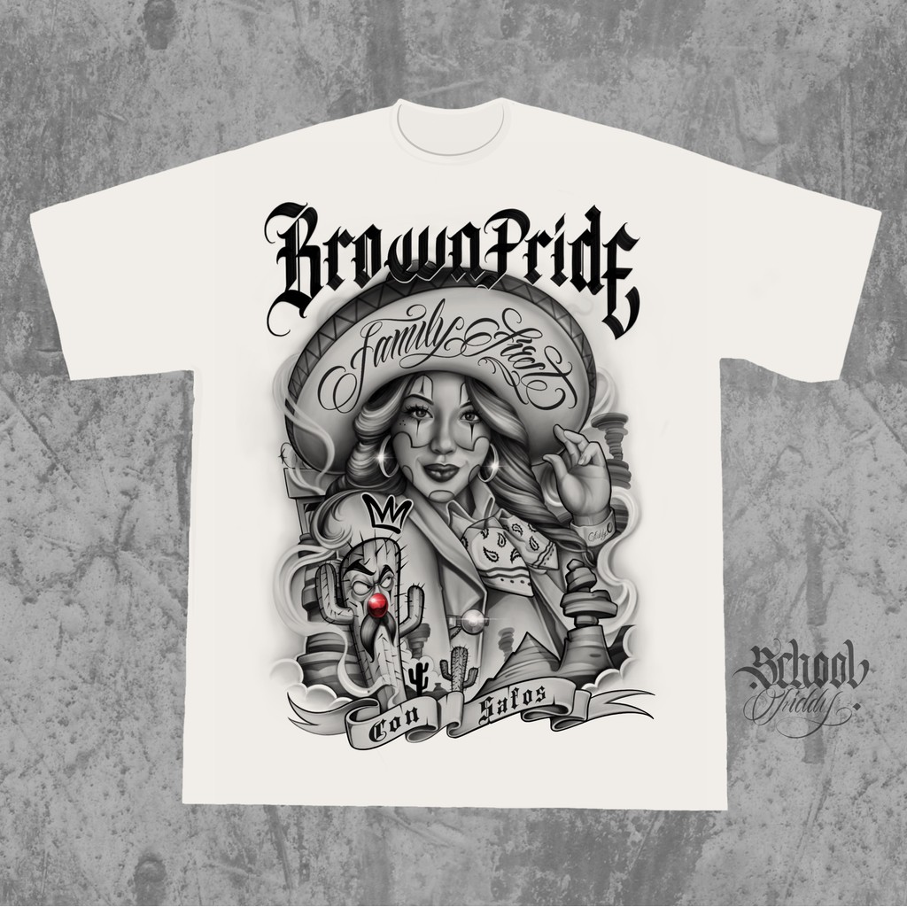 พร้อมสต็อกสไตล์ใหม่ BrownPride West Coast Chicano เสื้อยืดแขนสั้นสไตล์ ...