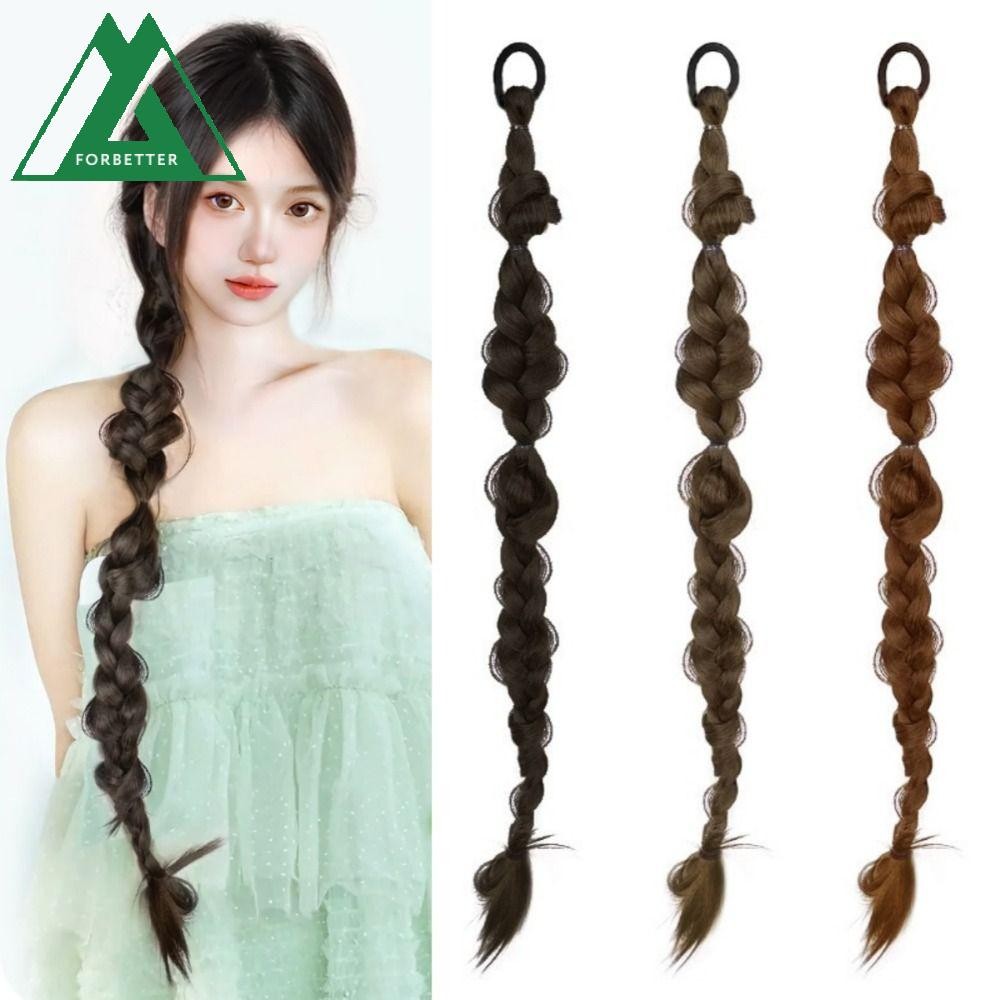 Forbetter Pony Tail พร้อมเชือกผม, Cheongsam Twist Braid ยาวถักผมหางม้า ...