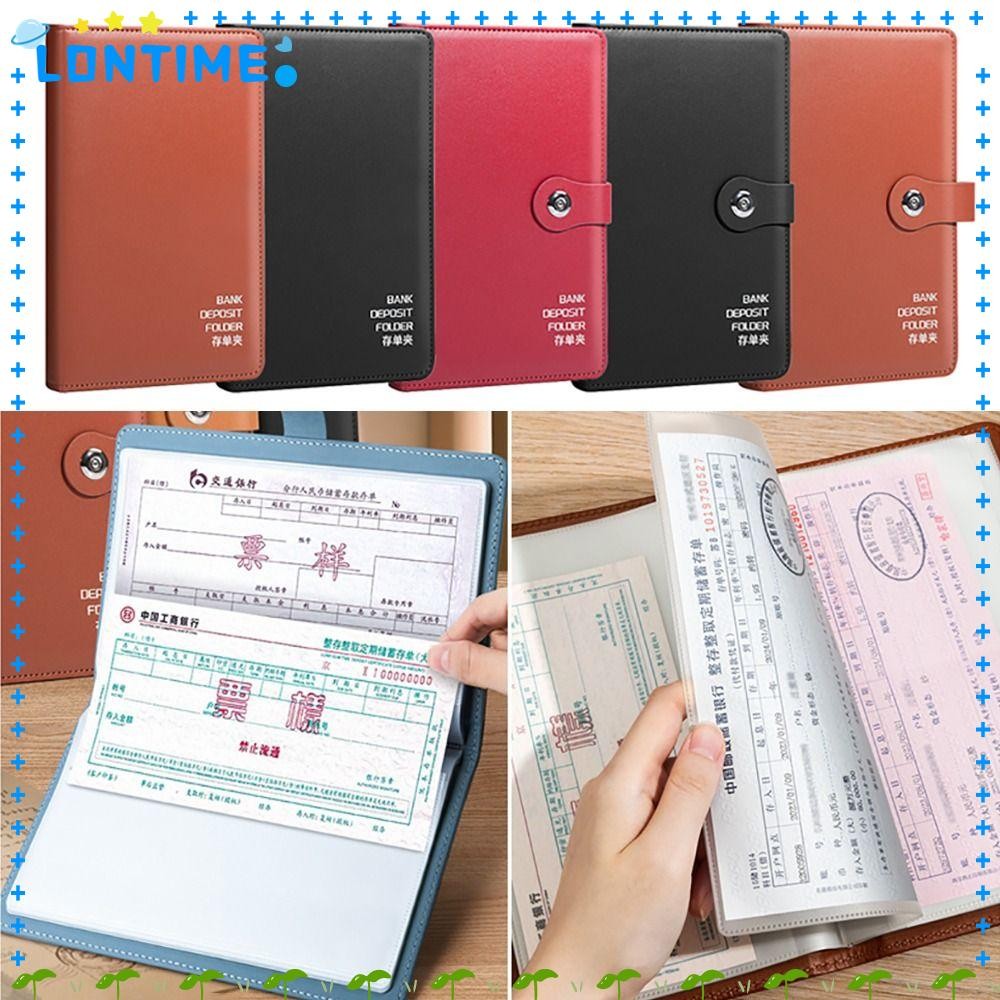 LONTIME Bank Deposit Folder, หนัง PU โปร่งใสหน้าด้านในสมุดเก็บเงิน, ที่ ...