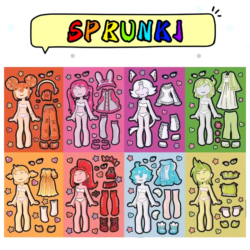 ใหม่ Sprunki-Girl Transformation Dress Up สติกเกอร์เกม/เด็กสนุก DIY สติ ...
